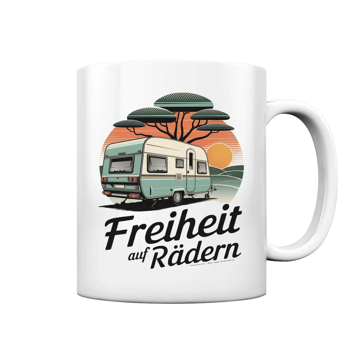 Freiheit auf Rädern - Retro Camping - Tasse glossy Bright Lights Arts