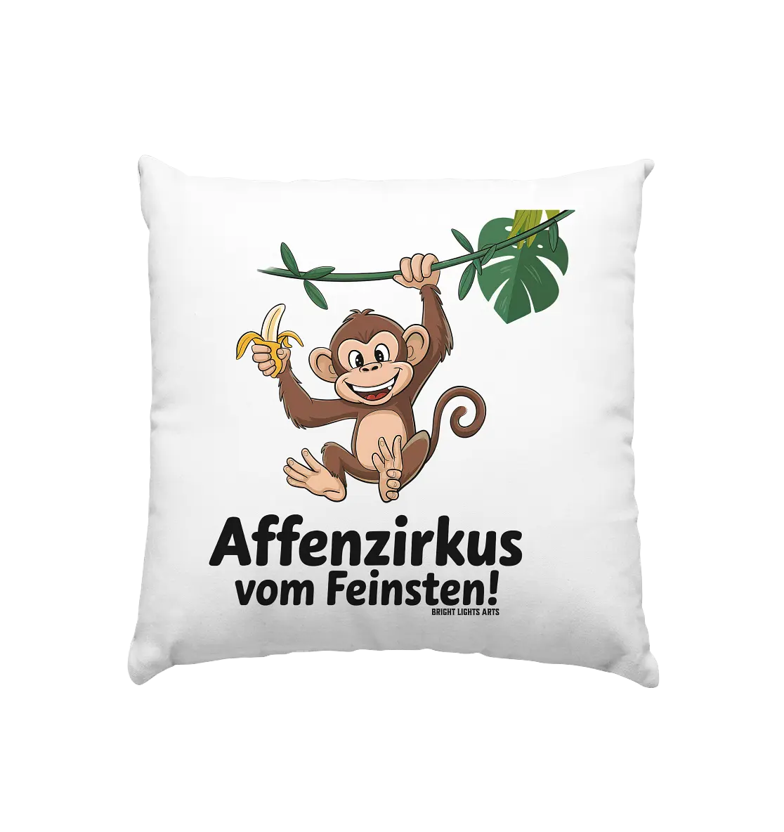 Fröhlicher Affe mit Banane - Affenzirkus - Kissen 40x40cm Bright Lights Arts