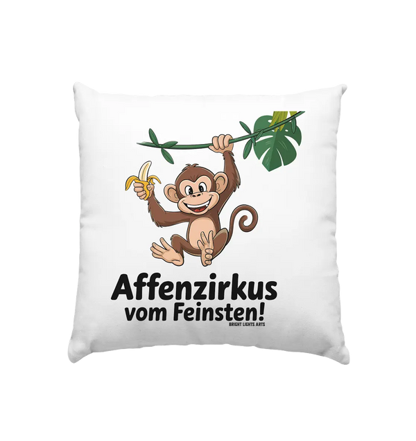 Fröhlicher Affe mit Banane - Affenzirkus - Kissen 40x40cm Bright Lights Arts