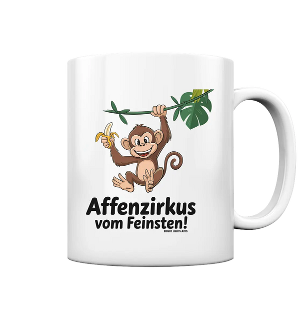 Fröhlicher Affe mit Banane - Affenzirkus - Tasse glossy Bright Lights Arts