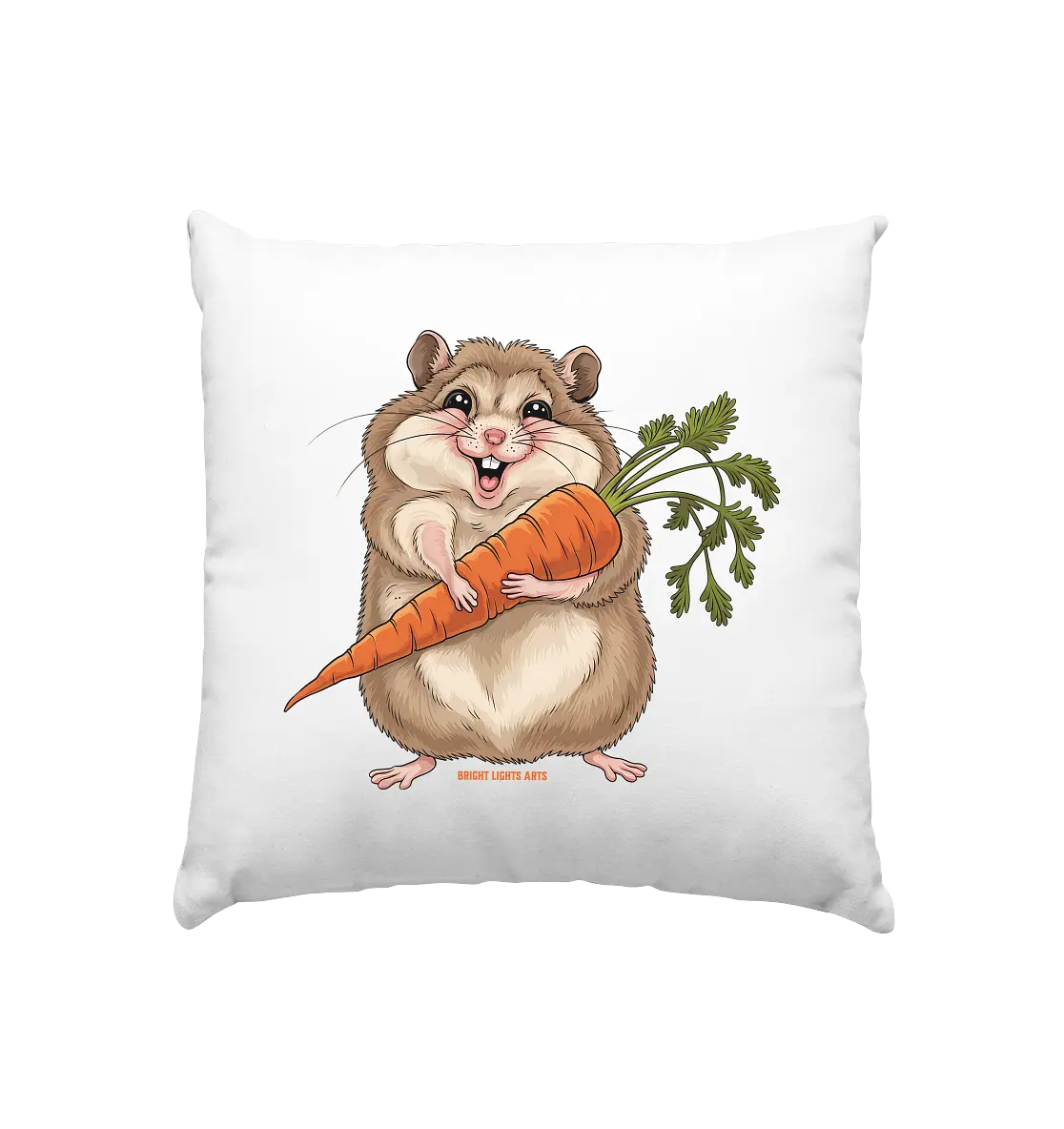 Fröhlicher Hamster mit Möhre - Kissen 40x40cm Bright Lights Arts