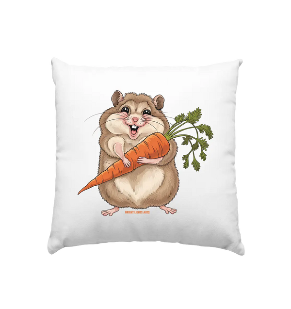 Fröhlicher Hamster mit Möhre - Kissen 40x40cm Bright Lights Arts