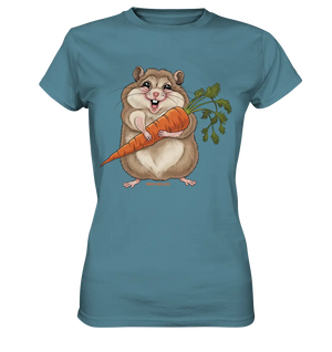 Fröhlicher Hamster mit Möhre - Ladies Premium Shirt Bright Lights Arts