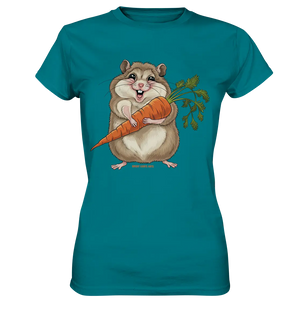 Fröhlicher Hamster mit Möhre - Ladies Premium Shirt Bright Lights Arts