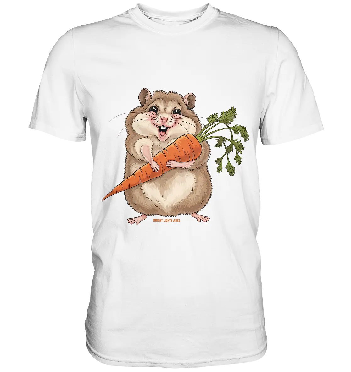 Fröhlicher Hamster mit Möhre - Premium Shirt Bright Lights Arts