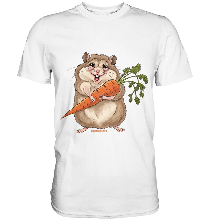 Fröhlicher Hamster mit Möhre - Premium Shirt Bright Lights Arts