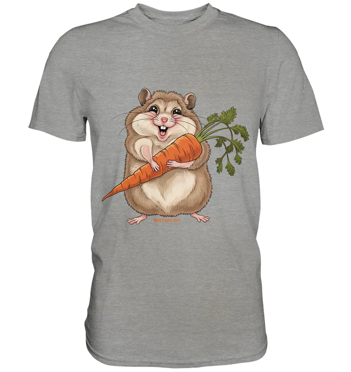 Fröhlicher Hamster mit Möhre - Premium Shirt Bright Lights Arts