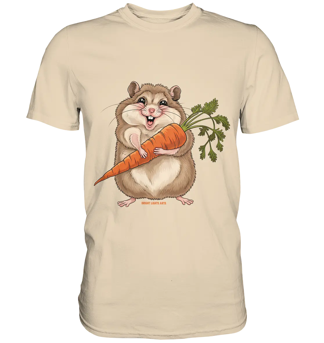 Fröhlicher Hamster mit Möhre - Premium Shirt Bright Lights Arts