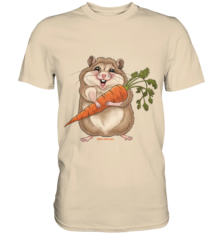 Fröhlicher Hamster mit Möhre - Premium Shirt Bright Lights Arts