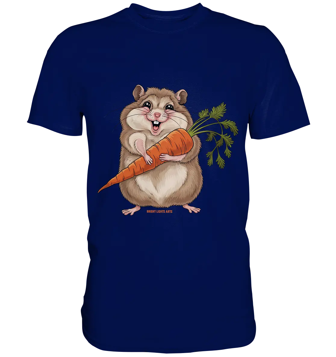 Fröhlicher Hamster mit Möhre - Premium Shirt Bright Lights Arts