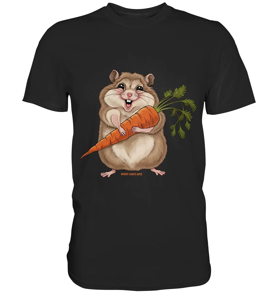 Fröhlicher Hamster mit Möhre - Premium Shirt Bright Lights Arts