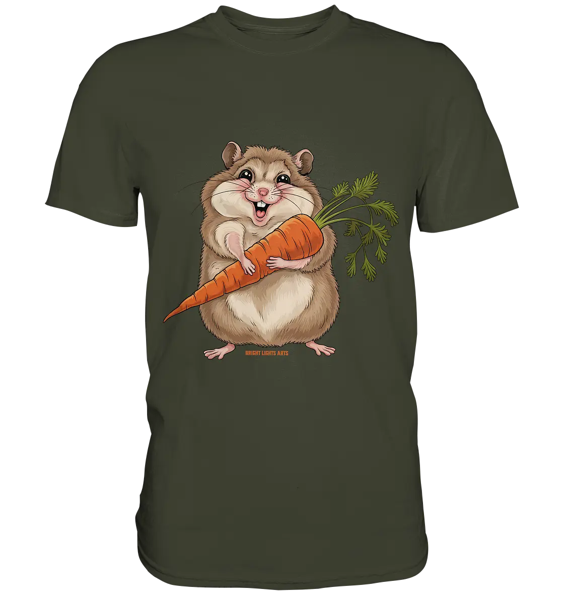 Fröhlicher Hamster mit Möhre - Premium Shirt Bright Lights Arts