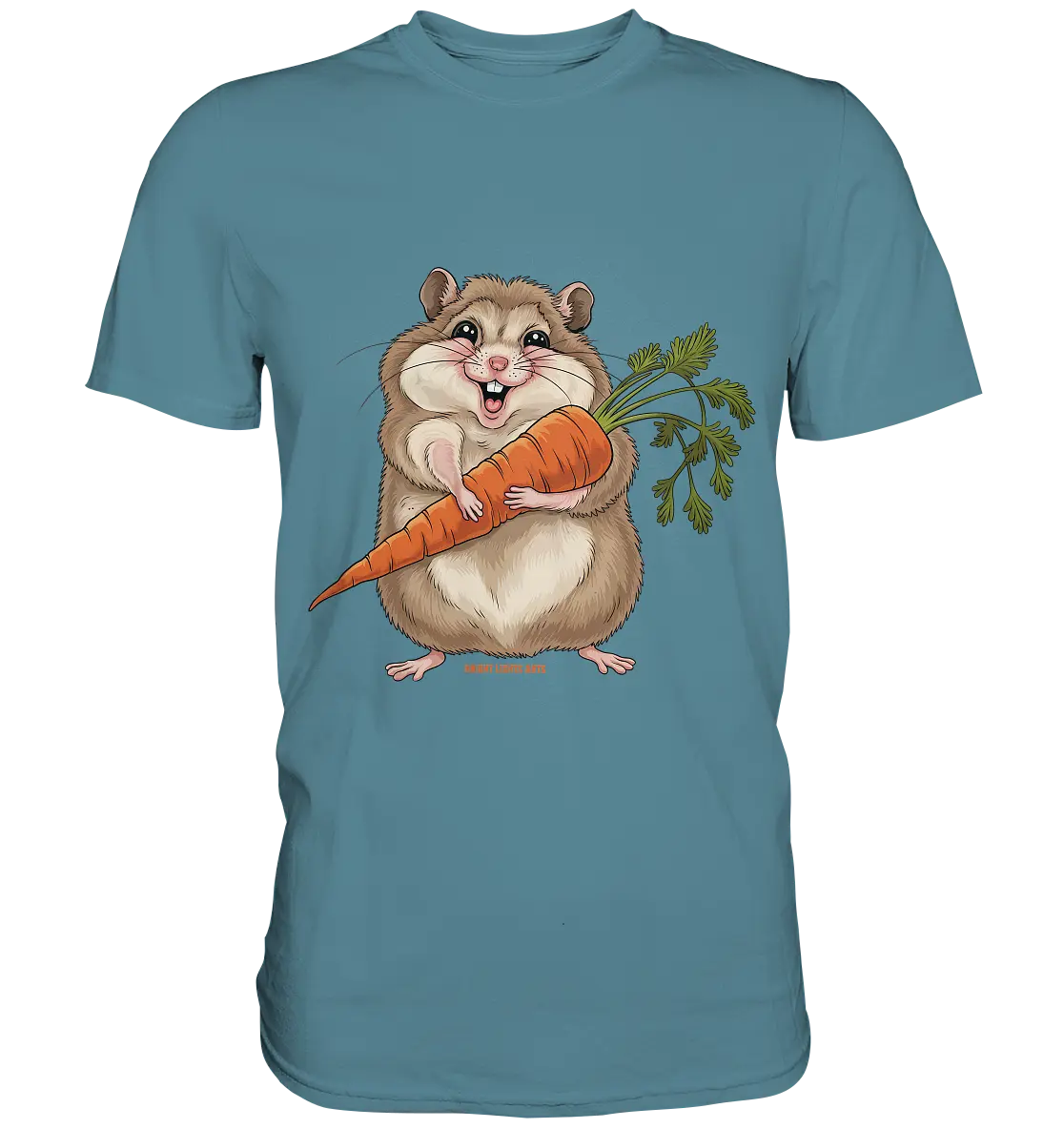 Fröhlicher Hamster mit Möhre - Premium Shirt Bright Lights Arts