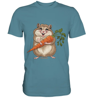 Fröhlicher Hamster mit Möhre - Premium Shirt Bright Lights Arts