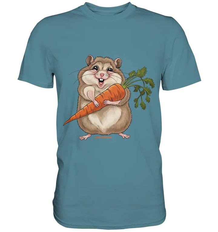 Fröhlicher Hamster mit Möhre - Premium Shirt Bright Lights Arts