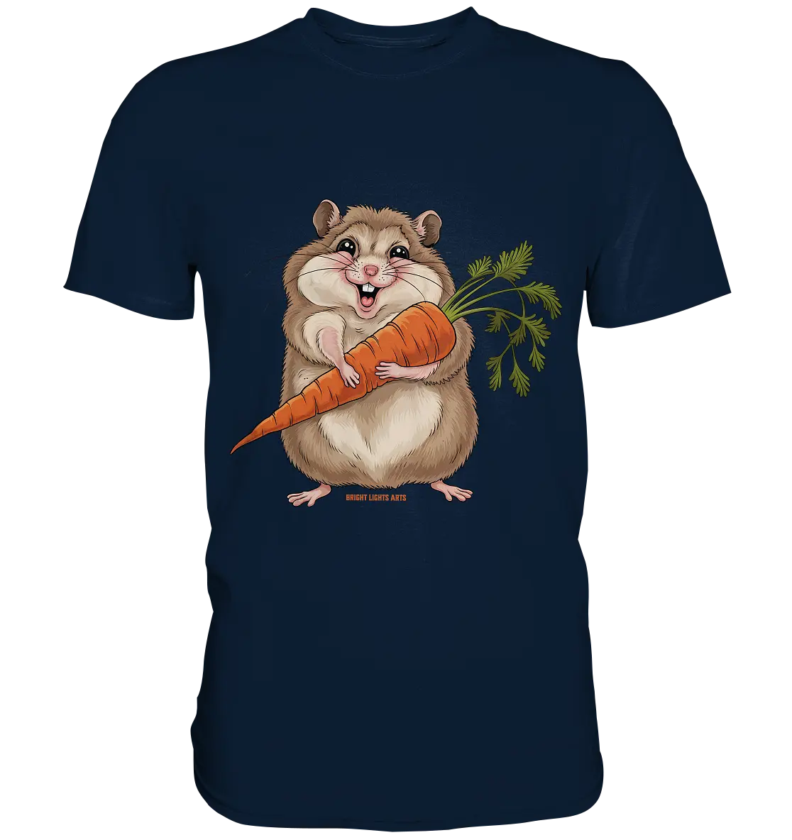 Fröhlicher Hamster mit Möhre - Premium Shirt Bright Lights Arts