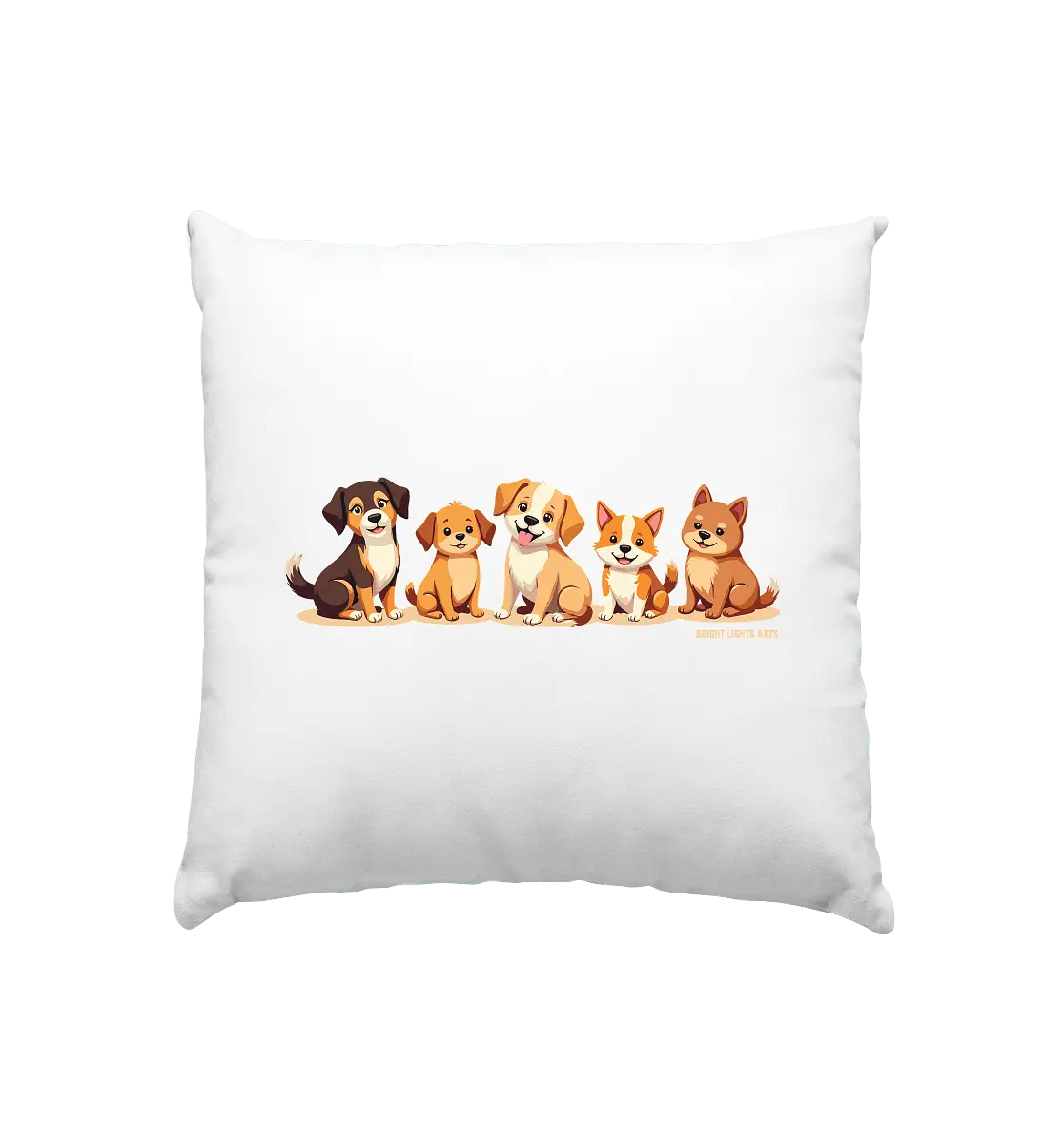Fünf süße Cartoon - Hunde – Perfektes Geschenk für Hundefreunde - Kissen 40x40cm - Bright Lights Arts