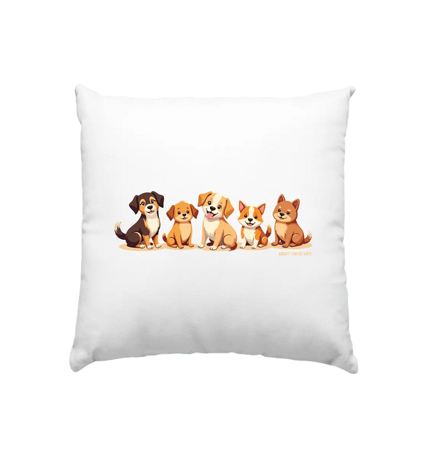 Fünf süße Cartoon - Hunde – Perfektes Geschenk für Hundefreunde - Kissen 40x40cm - Bright Lights Arts