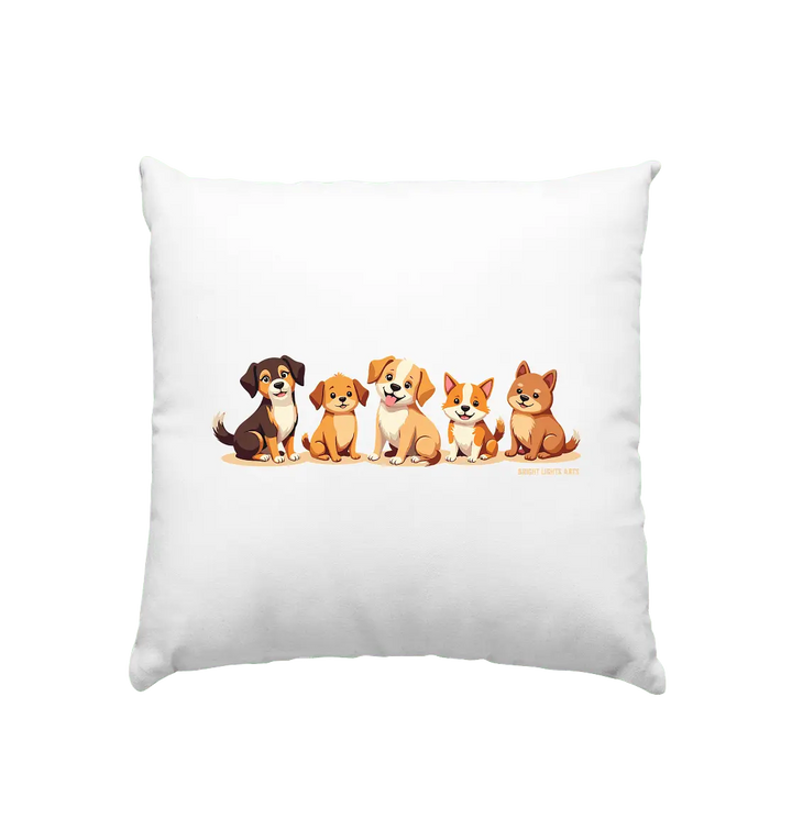 Fünf süße Cartoon - Hunde – Perfektes Geschenk für Hundefreunde - Kissen 40x40cm - Bright Lights Arts
