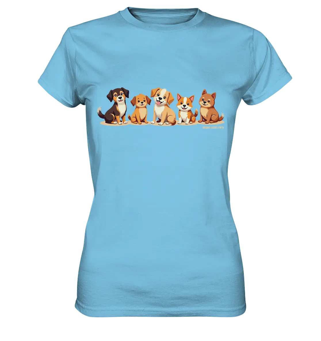 Fünf süße Cartoon - Hunde – Perfektes Geschenk für Hundefreunde - Ladies Premium Shirt - Bright Lights Arts