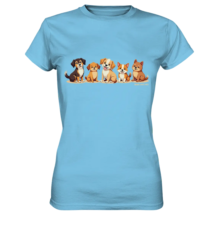 Fünf süße Cartoon - Hunde – Perfektes Geschenk für Hundefreunde - Ladies Premium Shirt - Bright Lights Arts