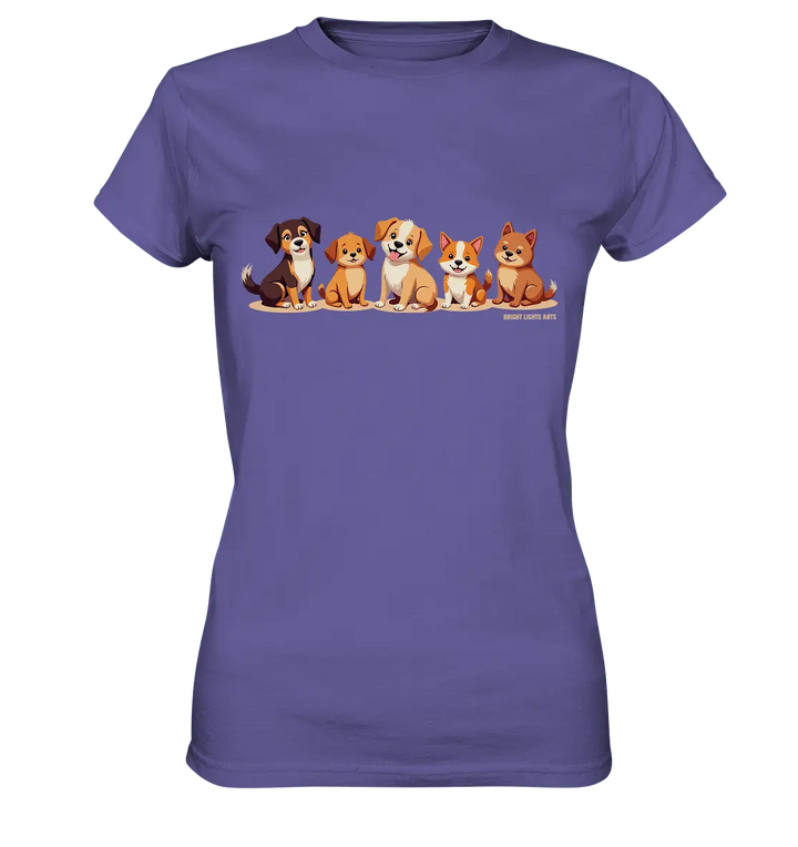 Fünf süße Cartoon - Hunde – Perfektes Geschenk für Hundefreunde - Ladies Premium Shirt - Bright Lights Arts