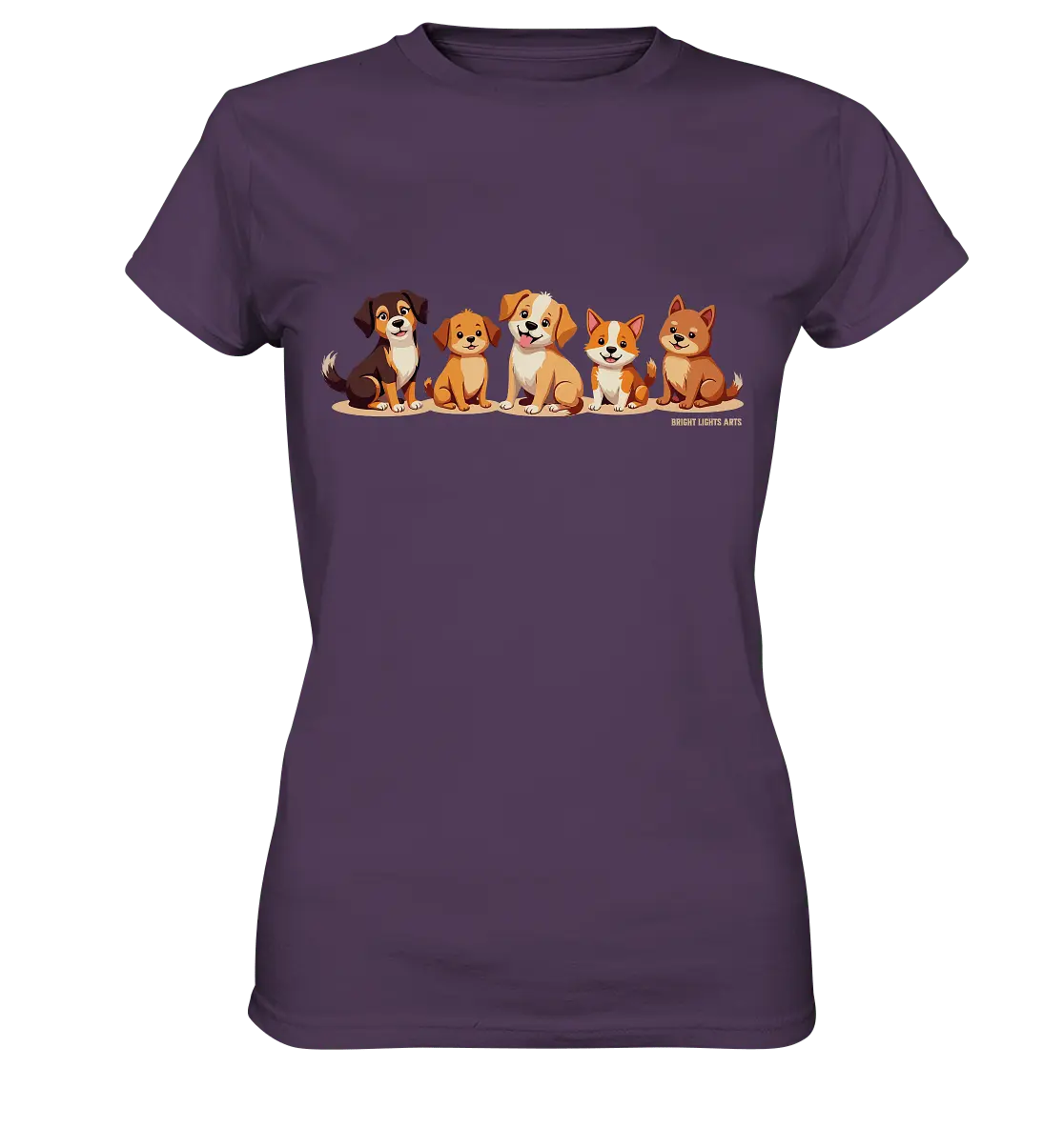 Fünf süße Cartoon - Hunde – Perfektes Geschenk für Hundefreunde - Ladies Premium Shirt - Bright Lights Arts