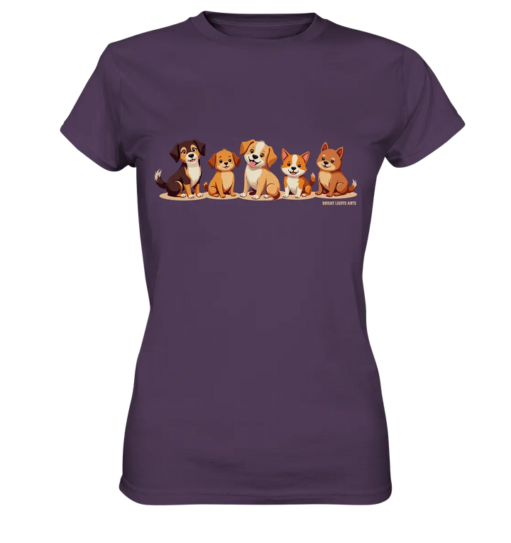 Fünf süße Cartoon - Hunde – Perfektes Geschenk für Hundefreunde - Ladies Premium Shirt - Bright Lights Arts