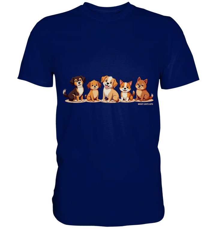 Fünf süße Cartoon - Hunde – Perfektes Geschenk für Hundefreunde - Premium Shirt - Bright Lights Arts