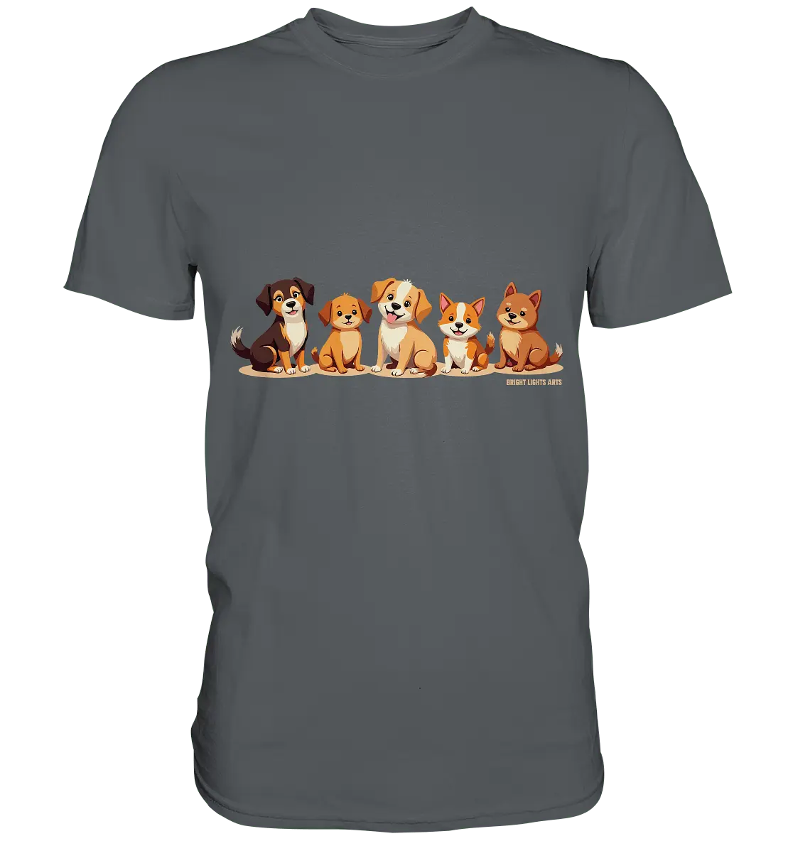 Fünf süße Cartoon - Hunde – Perfektes Geschenk für Hundefreunde - Premium Shirt - Bright Lights Arts