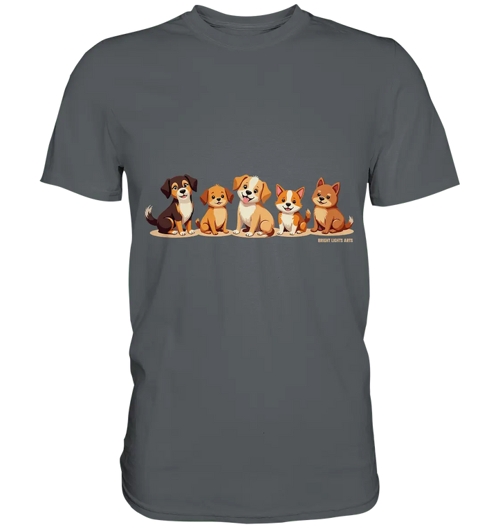 Fünf süße Cartoon - Hunde – Perfektes Geschenk für Hundefreunde - Premium Shirt - Bright Lights Arts