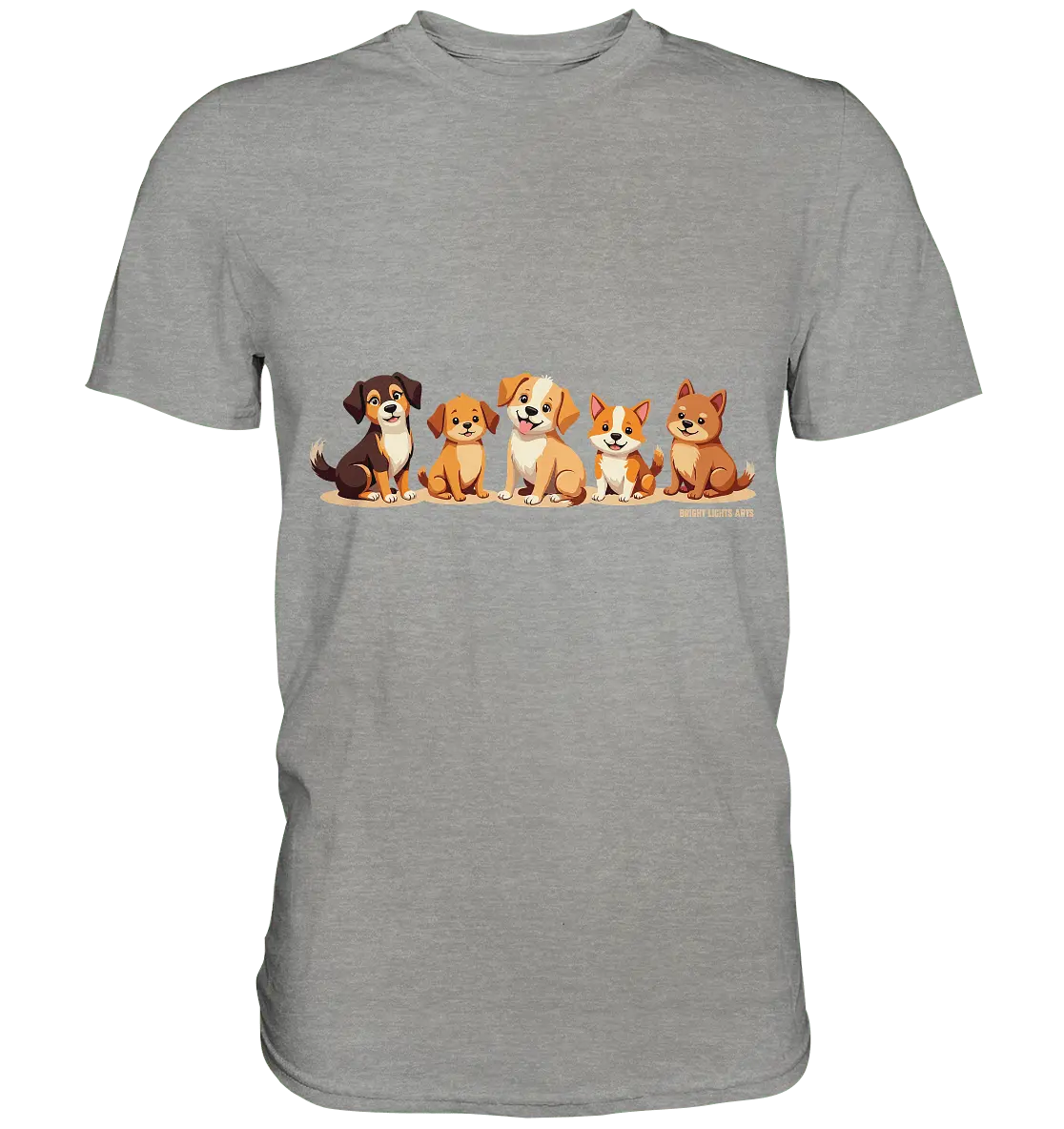 Fünf süße Cartoon - Hunde – Perfektes Geschenk für Hundefreunde - Premium Shirt - Bright Lights Arts