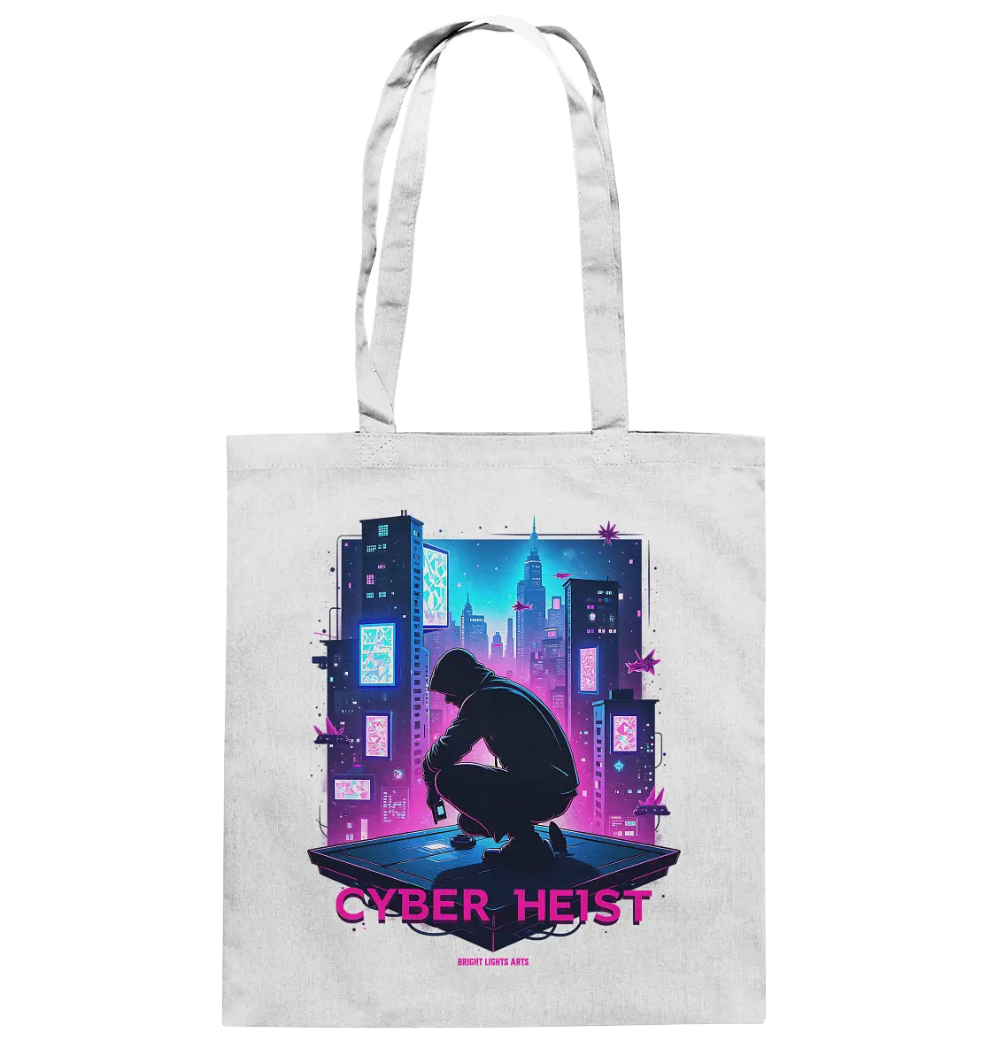 Futuristische Hacking Szene im Cyberpunk Stil - Baumwolltasche Bright Lights Arts