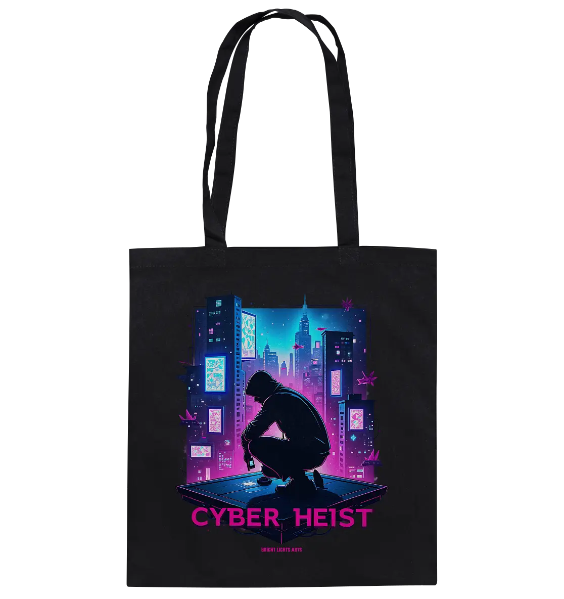 Futuristische Hacking Szene im Cyberpunk Stil - Baumwolltasche Bright Lights Arts