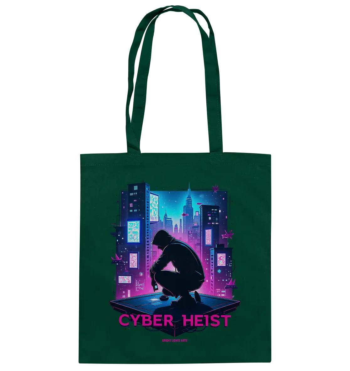 Futuristische Hacking Szene im Cyberpunk Stil - Baumwolltasche Bright Lights Arts
