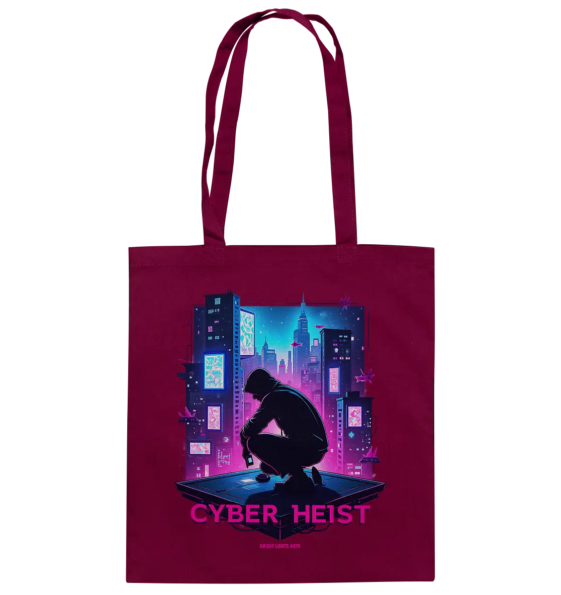 Futuristische Hacking Szene im Cyberpunk Stil - Baumwolltasche Bright Lights Arts