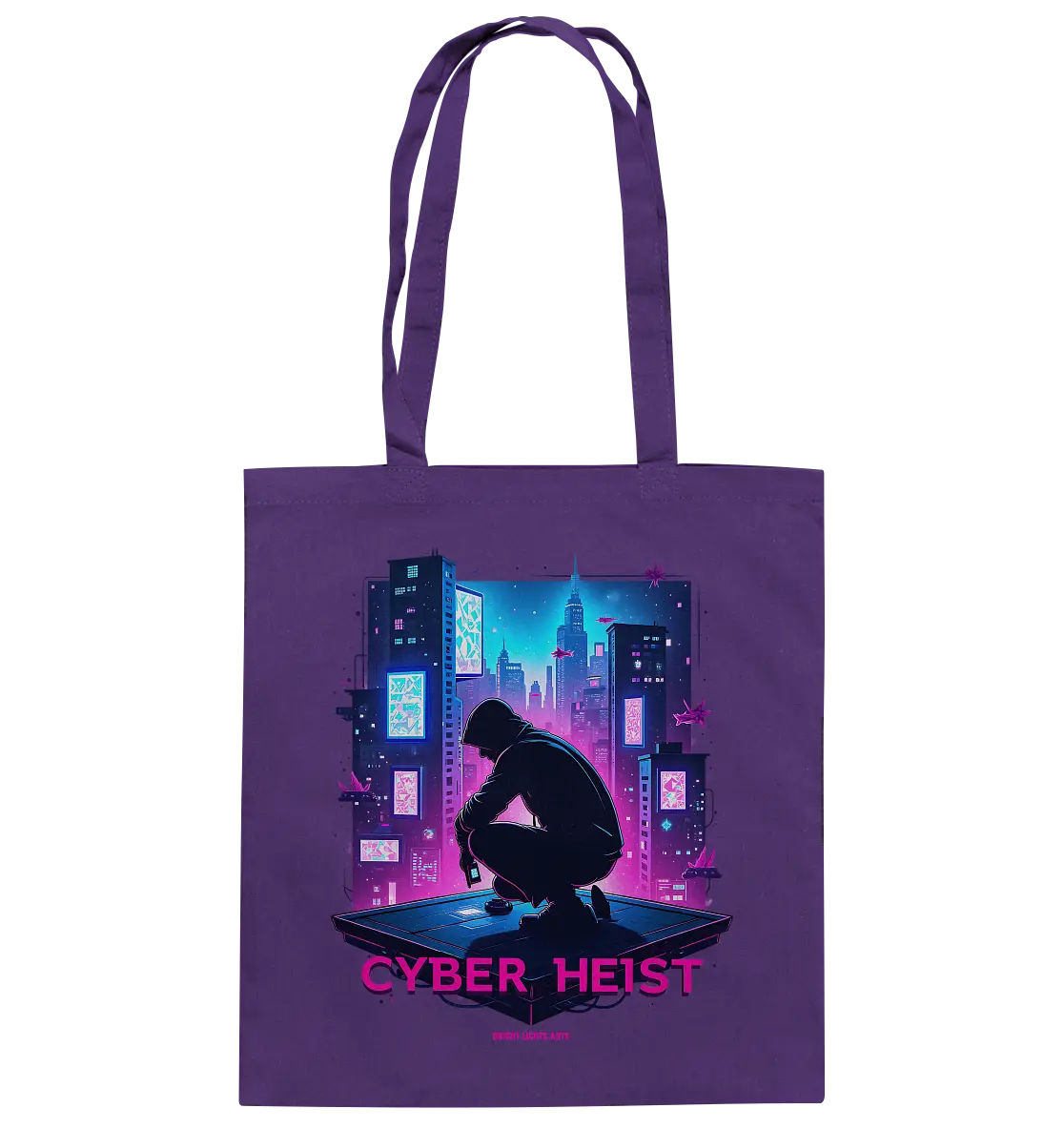 Futuristische Hacking Szene im Cyberpunk Stil - Baumwolltasche Bright Lights Arts