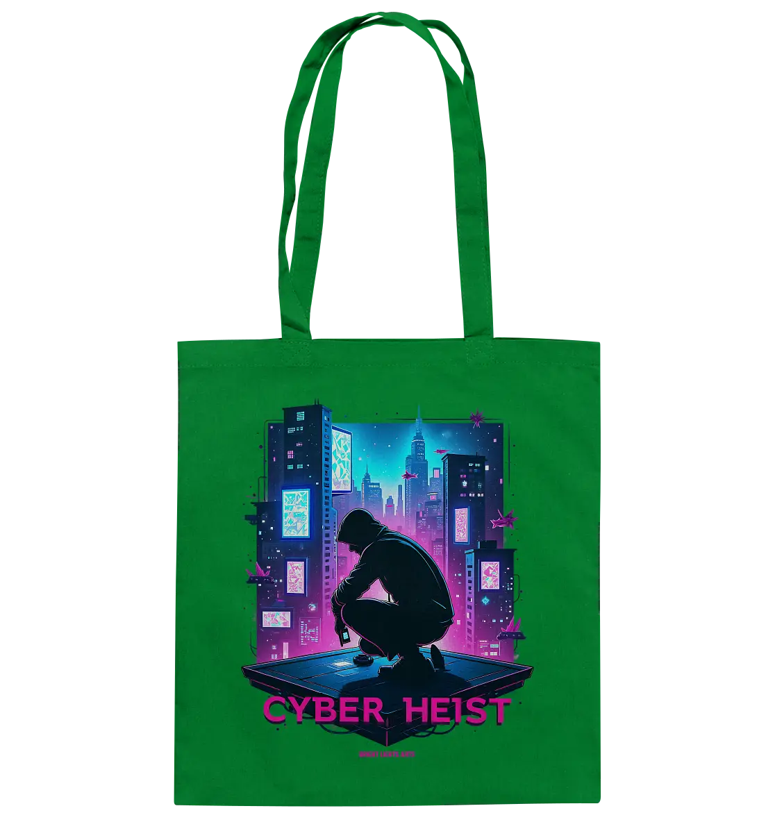 Futuristische Hacking Szene im Cyberpunk Stil - Baumwolltasche Bright Lights Arts
