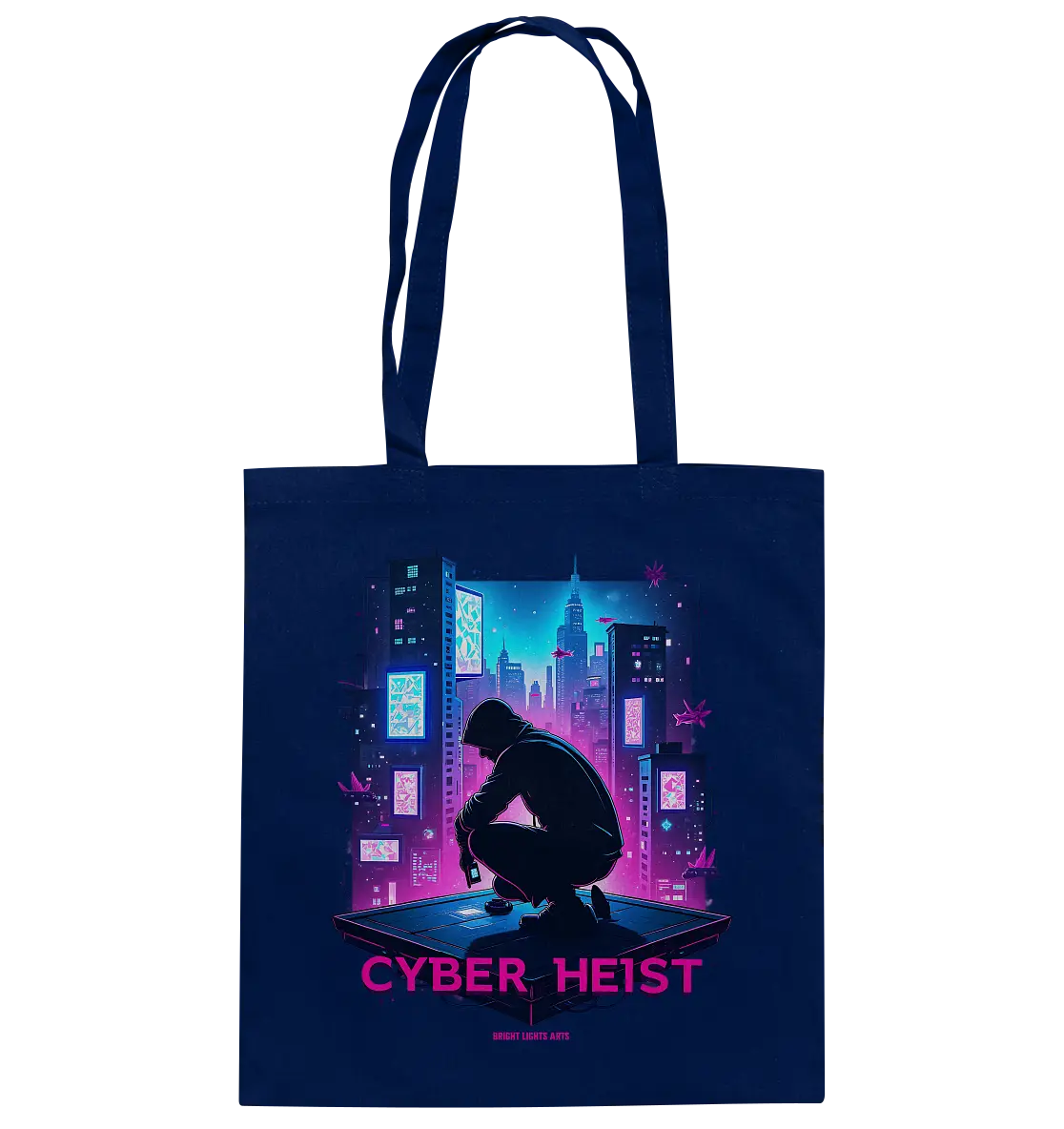 Futuristische Hacking Szene im Cyberpunk Stil - Baumwolltasche Bright Lights Arts