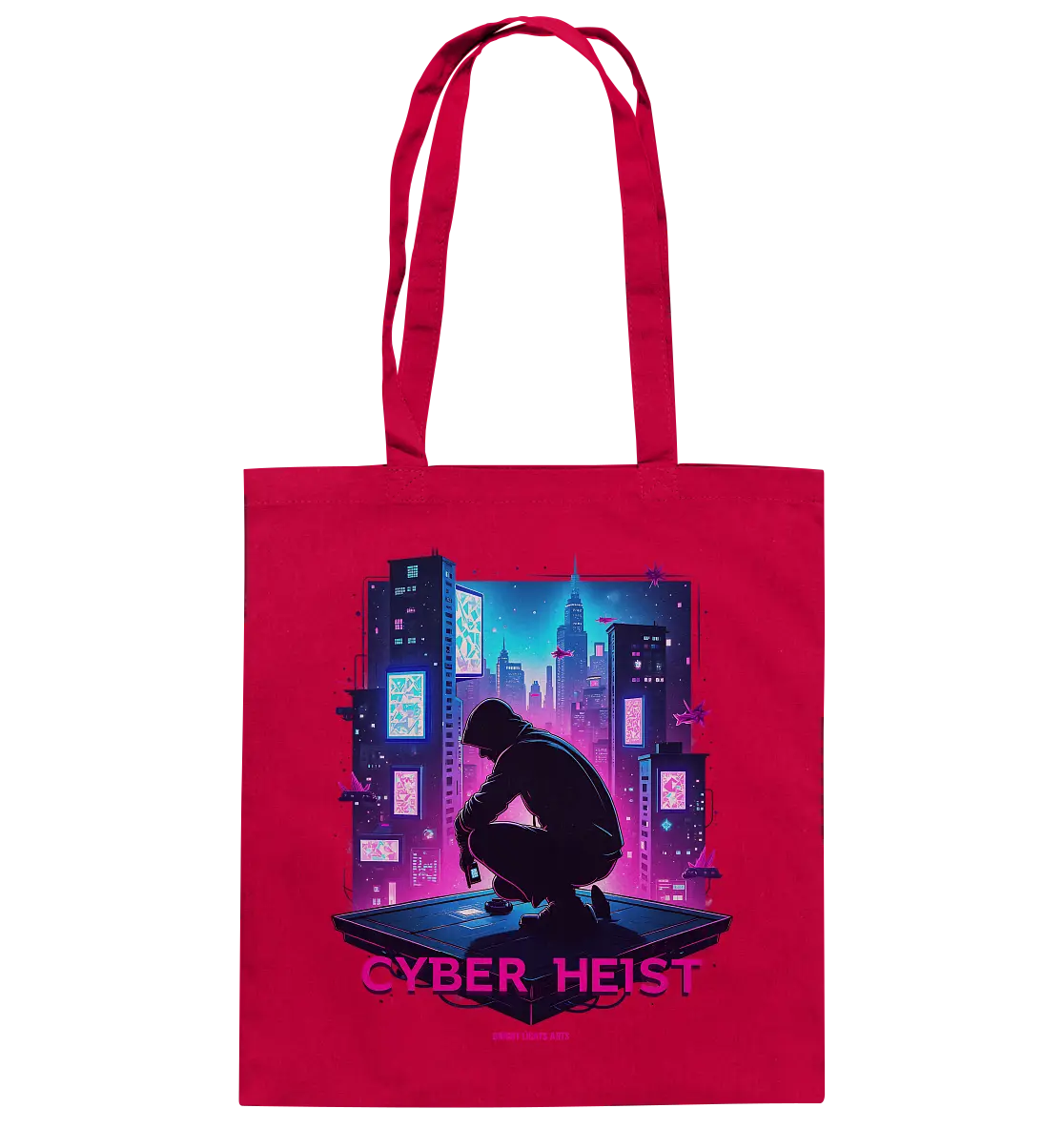Futuristische Hacking Szene im Cyberpunk Stil - Baumwolltasche Bright Lights Arts