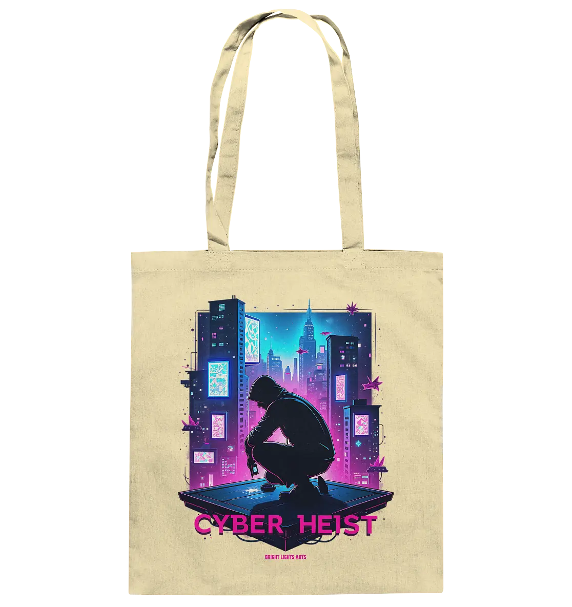Futuristische Hacking Szene im Cyberpunk Stil - Baumwolltasche Bright Lights Arts