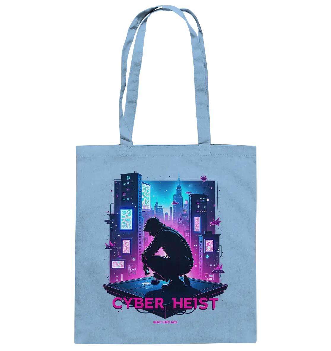 Futuristische Hacking Szene im Cyberpunk Stil - Baumwolltasche Bright Lights Arts