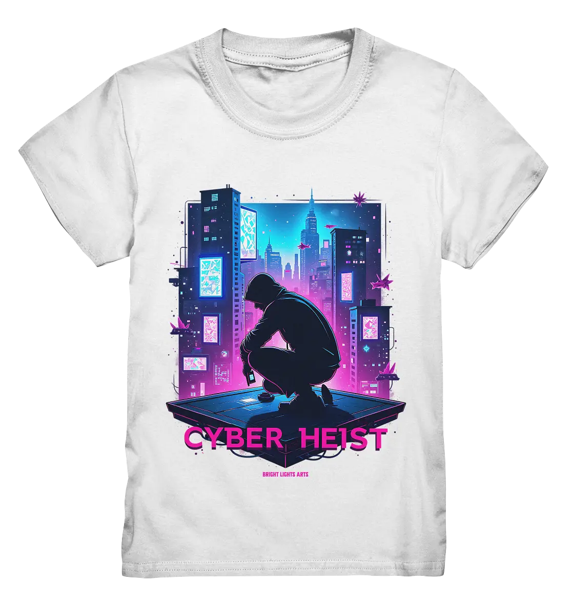 Futuristische Hacking Szene im Cyberpunk Stil - Kids Premium Shirt Bright Lights Arts