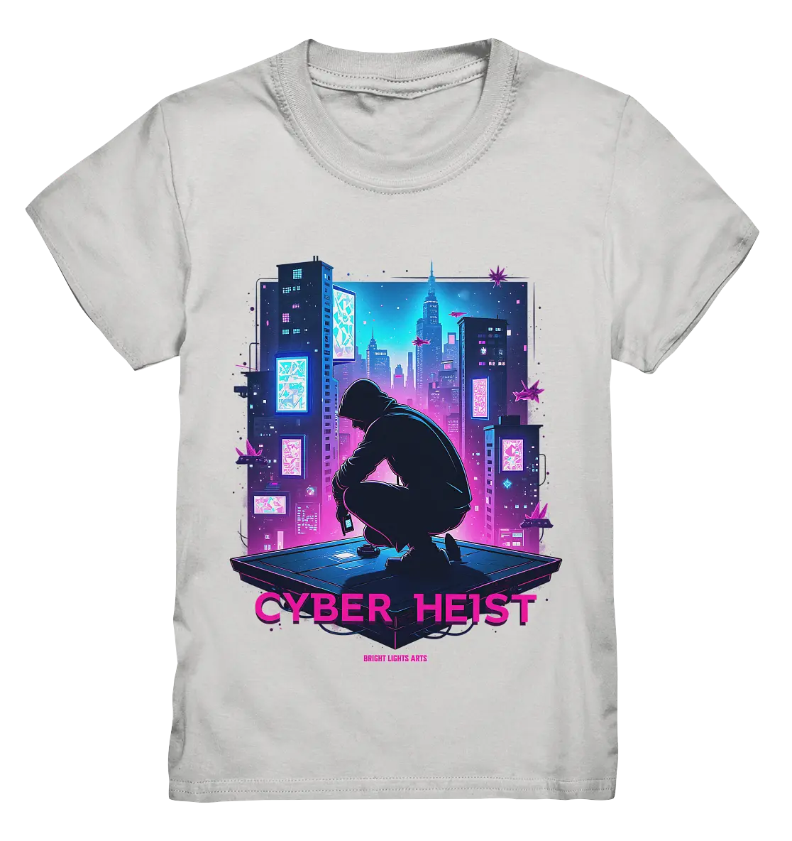 Futuristische Hacking Szene im Cyberpunk Stil - Kids Premium Shirt Bright Lights Arts