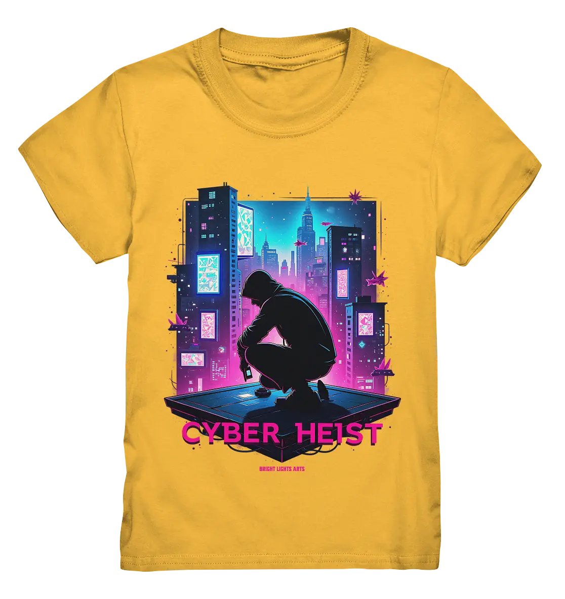 Futuristische Hacking Szene im Cyberpunk Stil - Kids Premium Shirt Bright Lights Arts