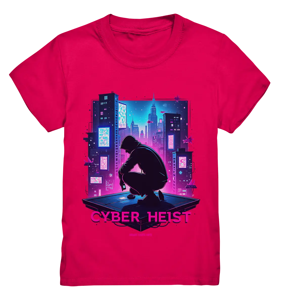 Futuristische Hacking Szene im Cyberpunk Stil - Kids Premium Shirt Bright Lights Arts