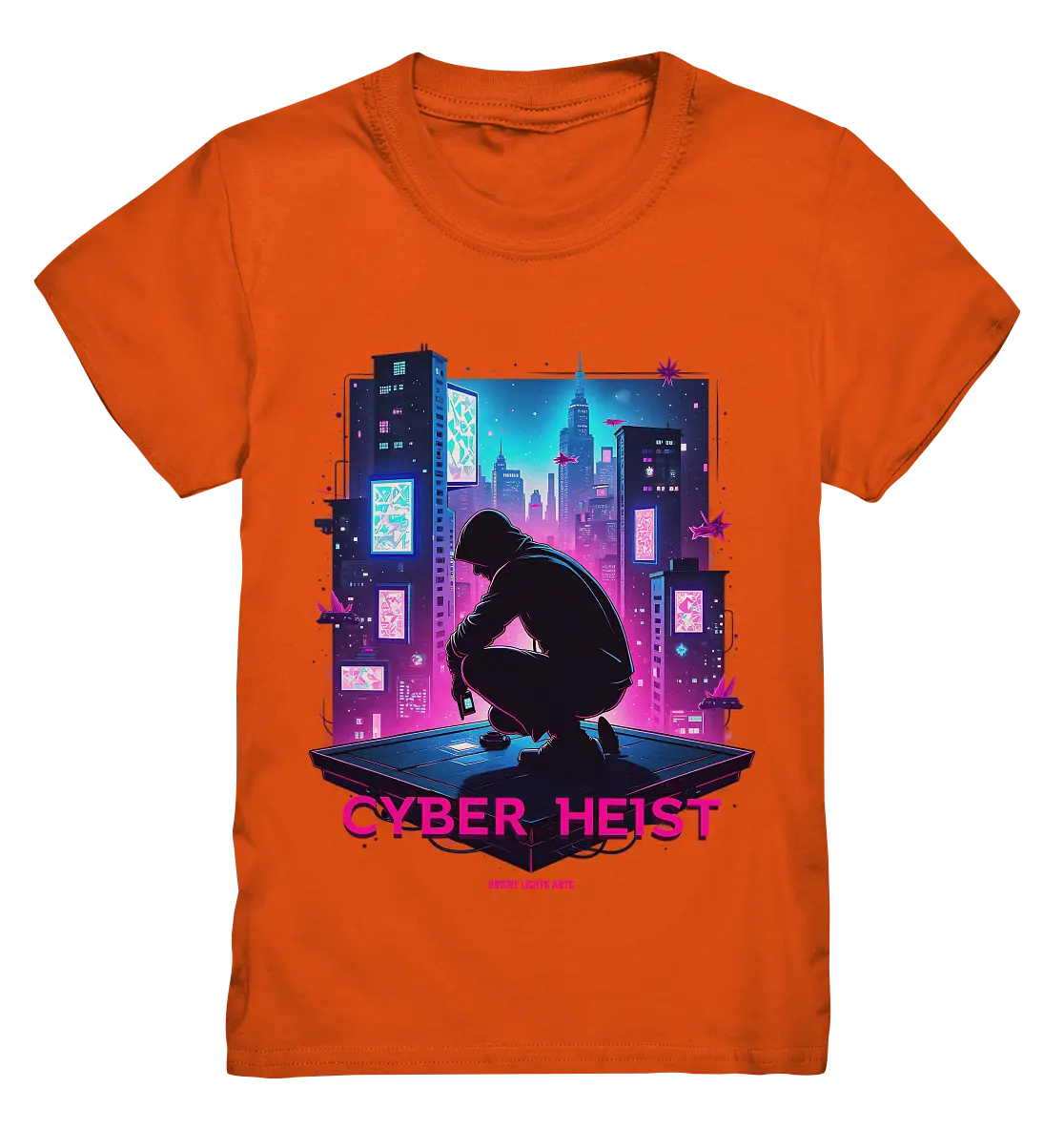 Futuristische Hacking Szene im Cyberpunk Stil - Kids Premium Shirt Bright Lights Arts