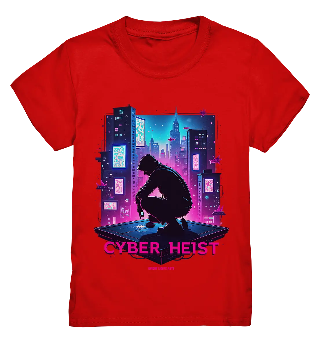 Futuristische Hacking Szene im Cyberpunk Stil - Kids Premium Shirt Bright Lights Arts
