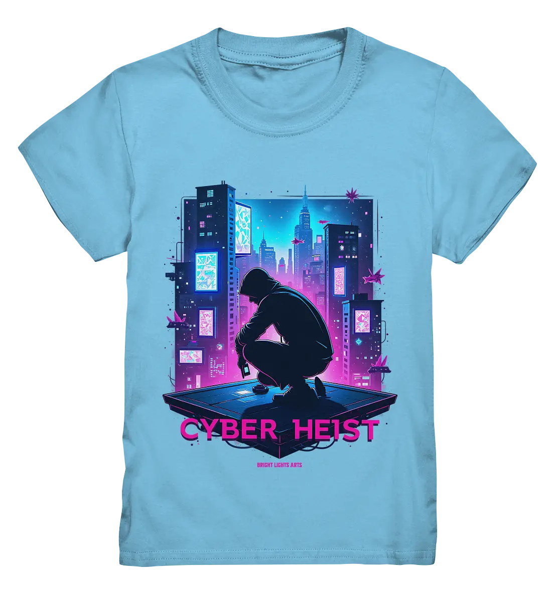 Futuristische Hacking Szene im Cyberpunk Stil - Kids Premium Shirt Bright Lights Arts
