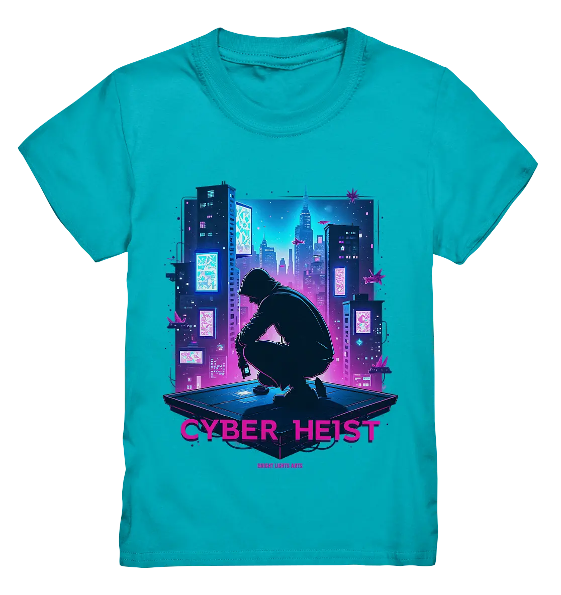 Futuristische Hacking Szene im Cyberpunk Stil - Kids Premium Shirt Bright Lights Arts